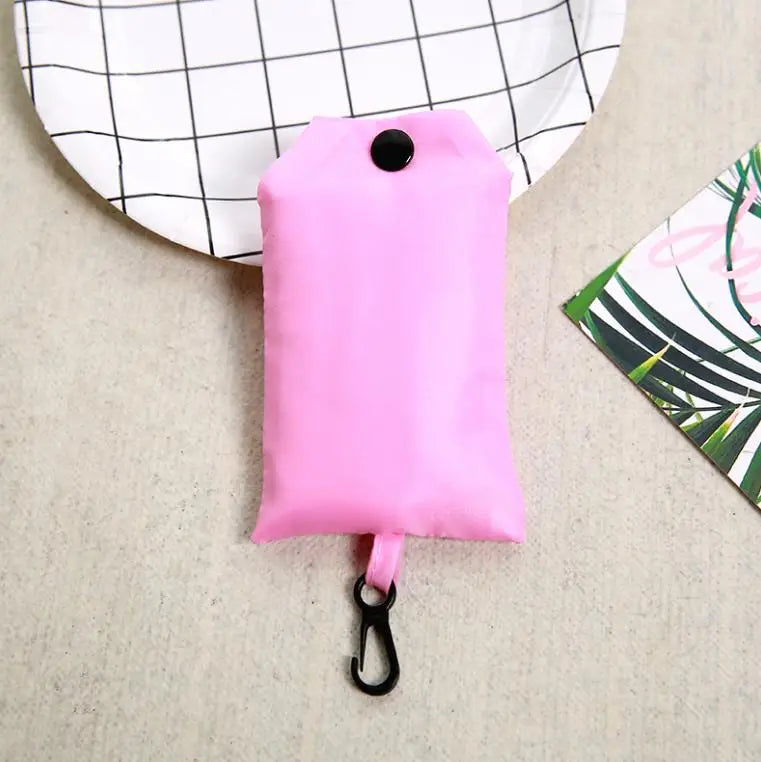 Solid Color Eco-friendly Folding Reusable Shoulder Shopping Bag.