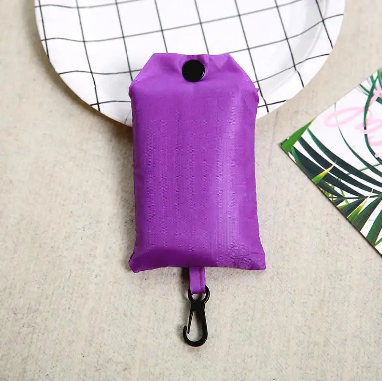 Solid Color Eco-friendly Folding Reusable Shoulder Shopping Bag.