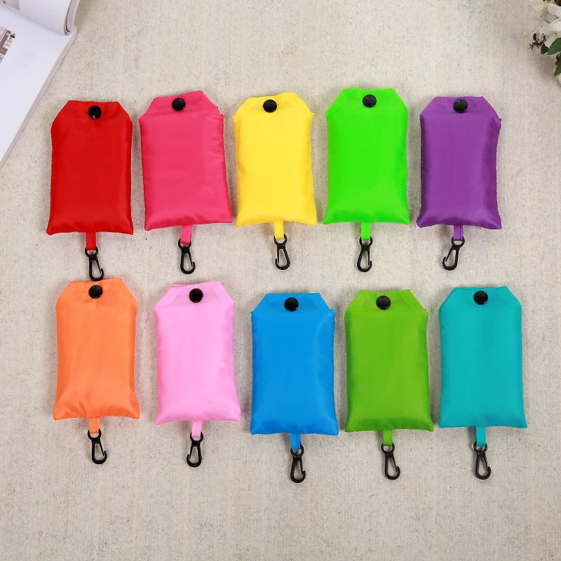 Solid Color Eco-friendly Folding Reusable Shoulder Shopping Bag.