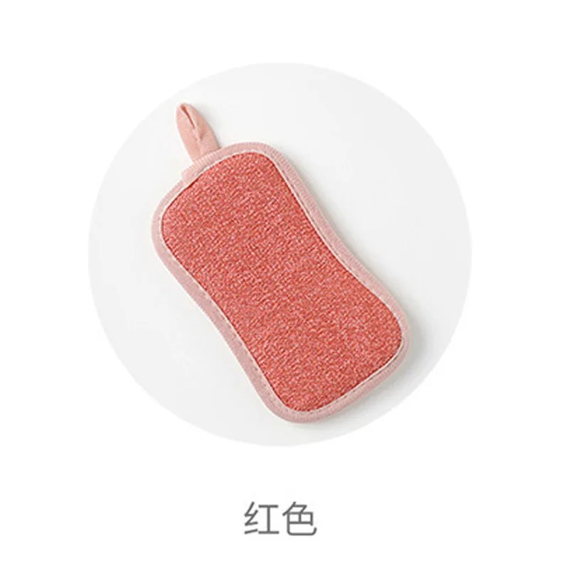 Reusable Double-sided Microfiber Dishwashing Sponge.