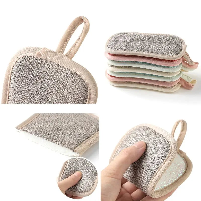 Reusable Double-sided Microfiber Dishwashing Sponge.