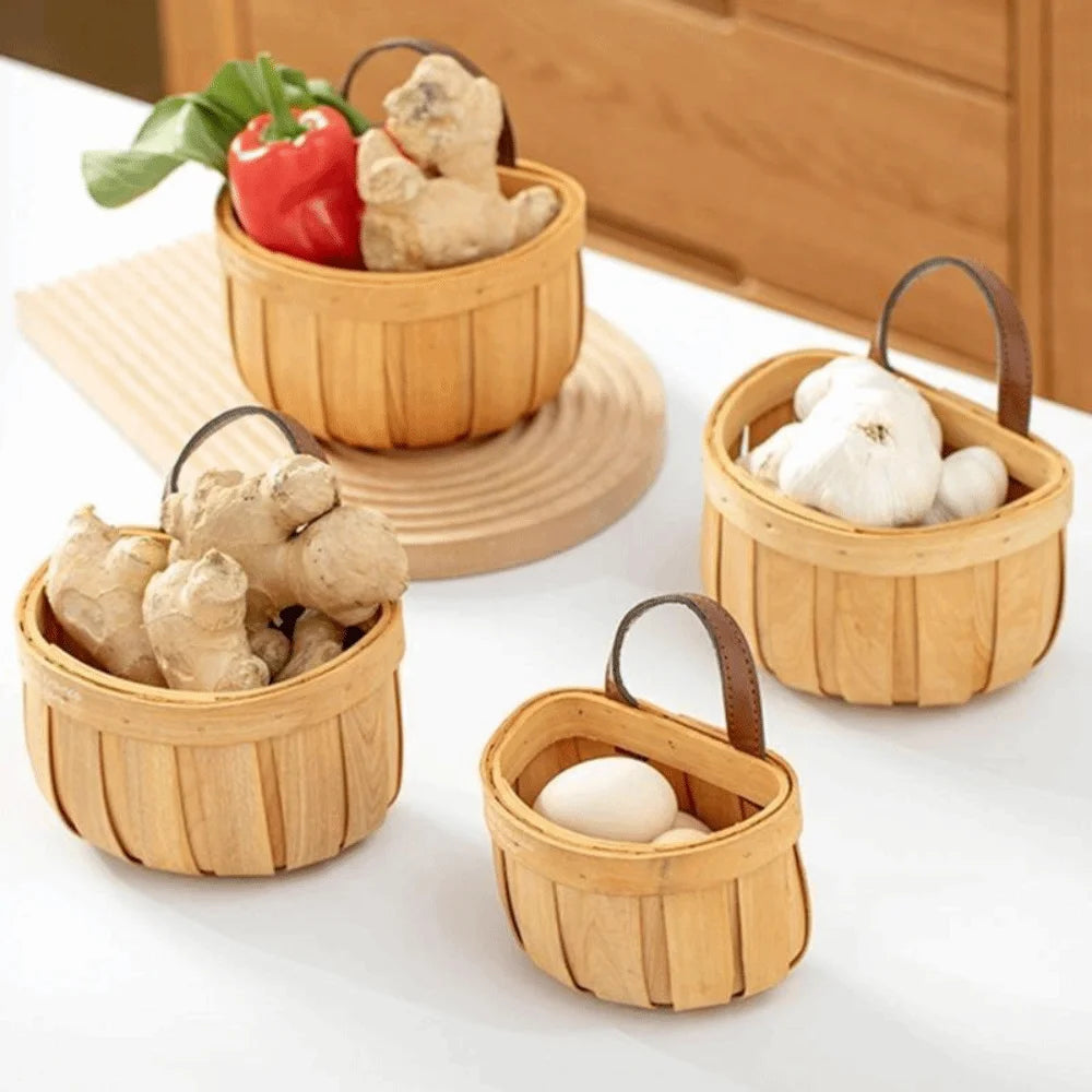 Hanging Handwoven Space Saving Kitchen Organizer Basket.
