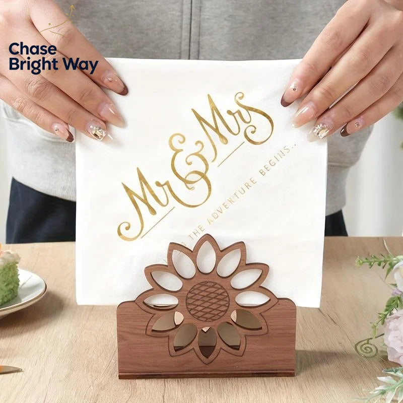 Eco-conscious Sunflower Wooden Tissue Dispenser.