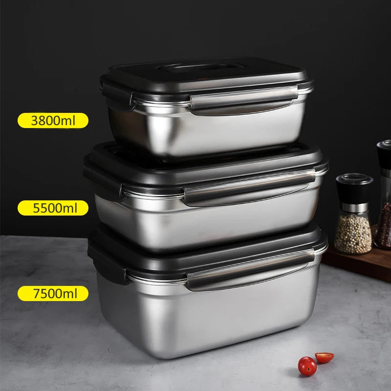 Large Capacity Stainless Steel Food Sealed Storage Container with Lid.