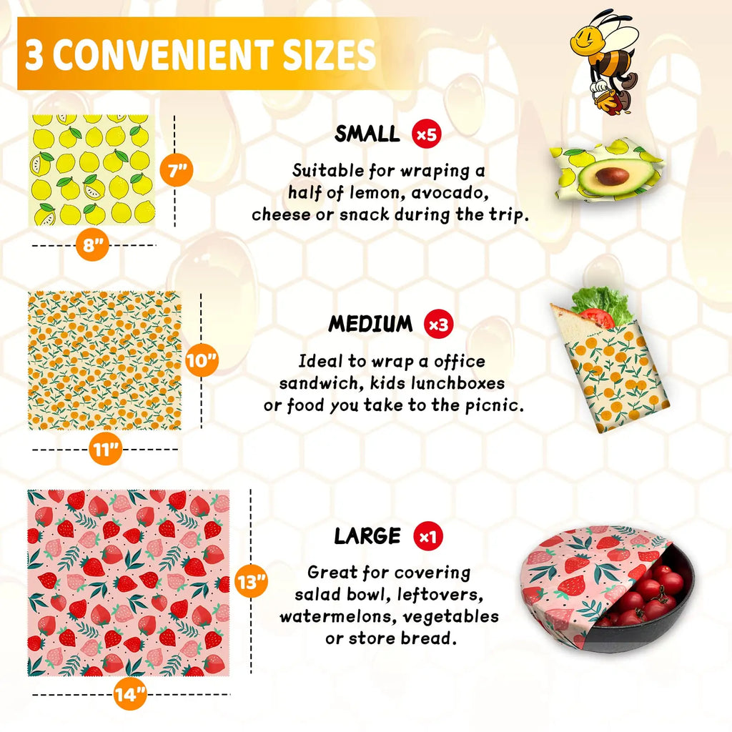 Reusable Beeswax Eco-Friendly Plastic free Food Wraps.