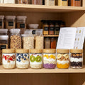 6 Pack 16 Oz Glass Overnight Oats Containers with Bamboo Lids.