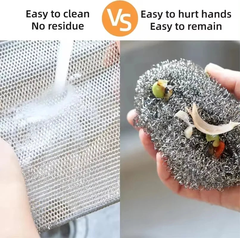 Metal Steel Wire Dishwashing Double-sided Scrubber Rag.
