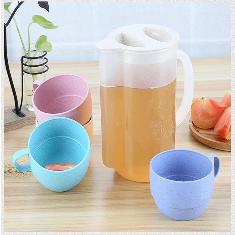 Reusable Eco Friendly Plastic Biodegradable Wheat Straw Cup Set.