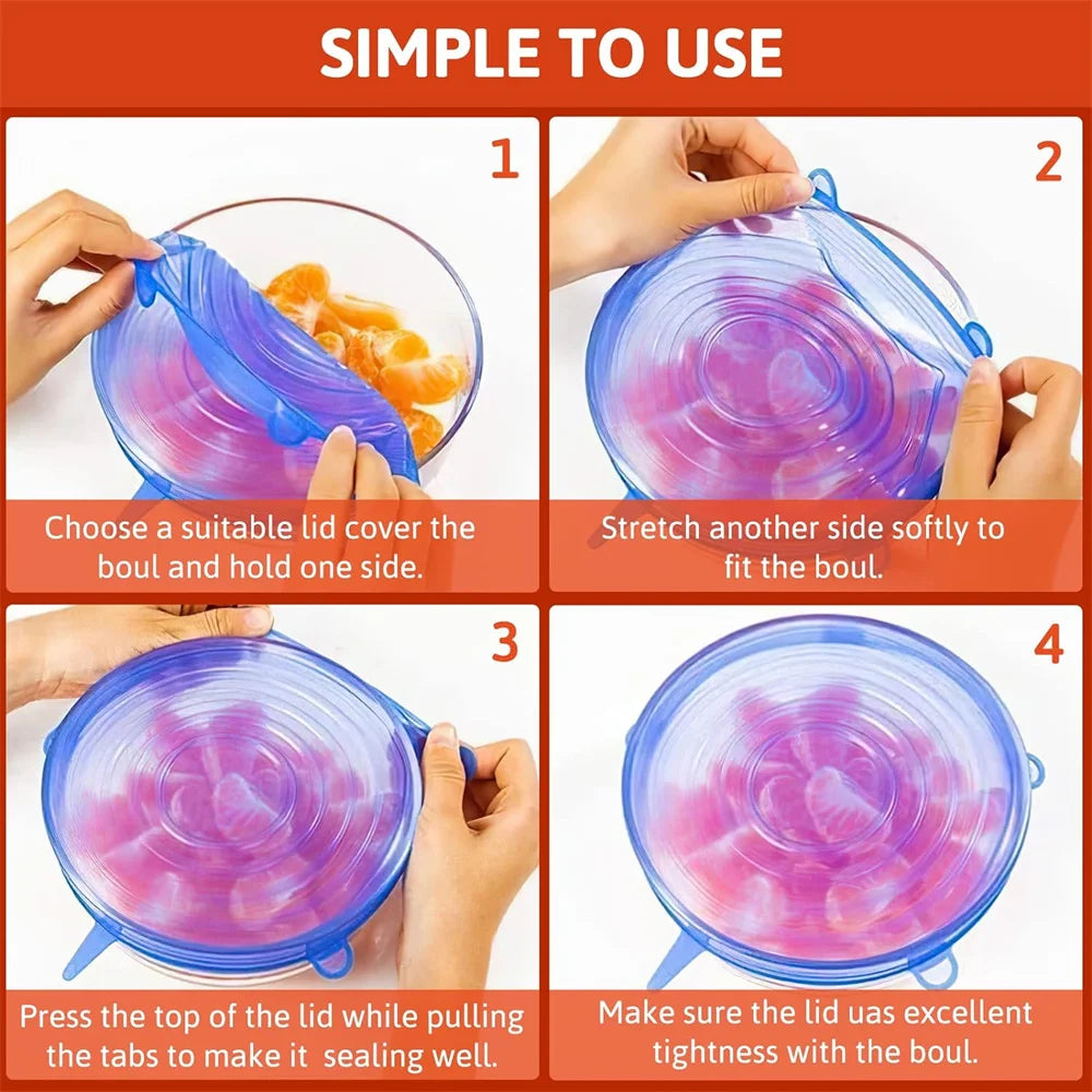 Reusable Silicone Stretch Lids Set