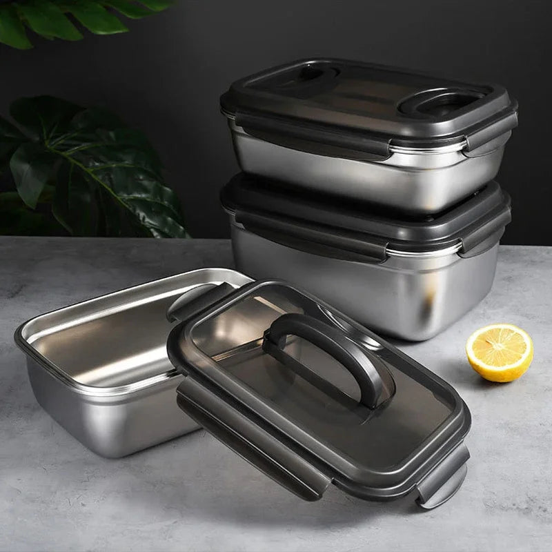 Large Capacity Stainless Steel Food Sealed Storage Container with Lid.