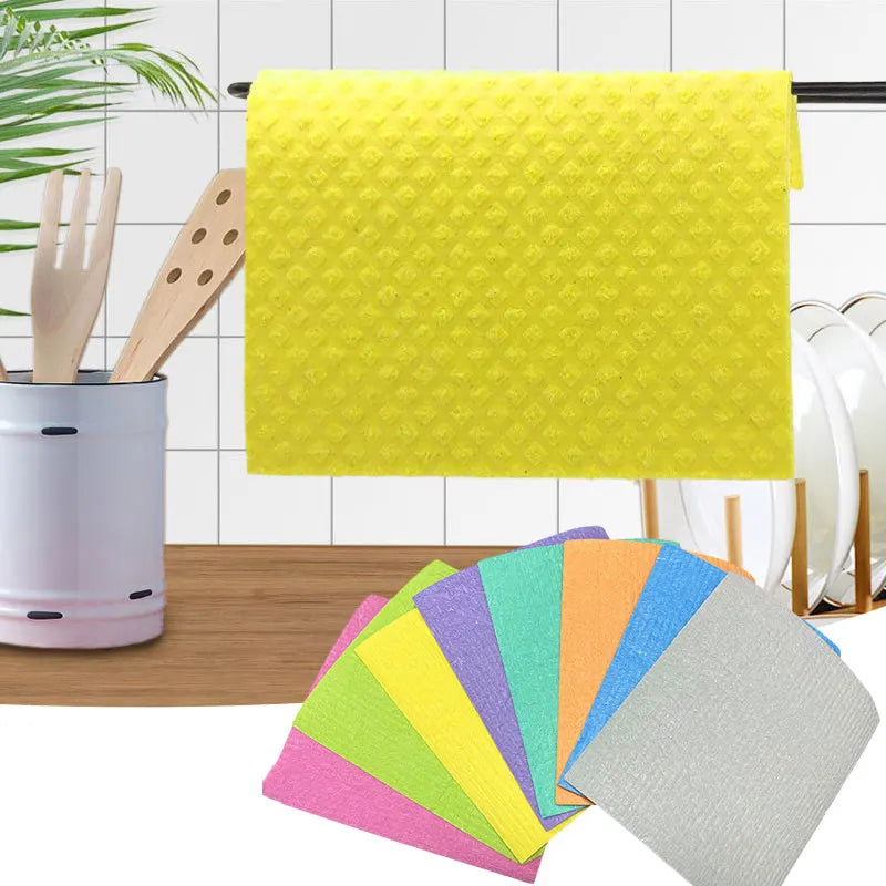 10Pcs Reusable Dishcloths Eco-Friendly Wood Pulp Sponge.