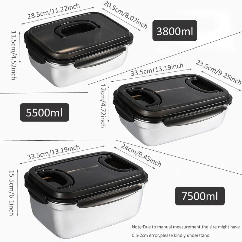 Large Capacity Stainless Steel Food Sealed Storage Container with Lid.