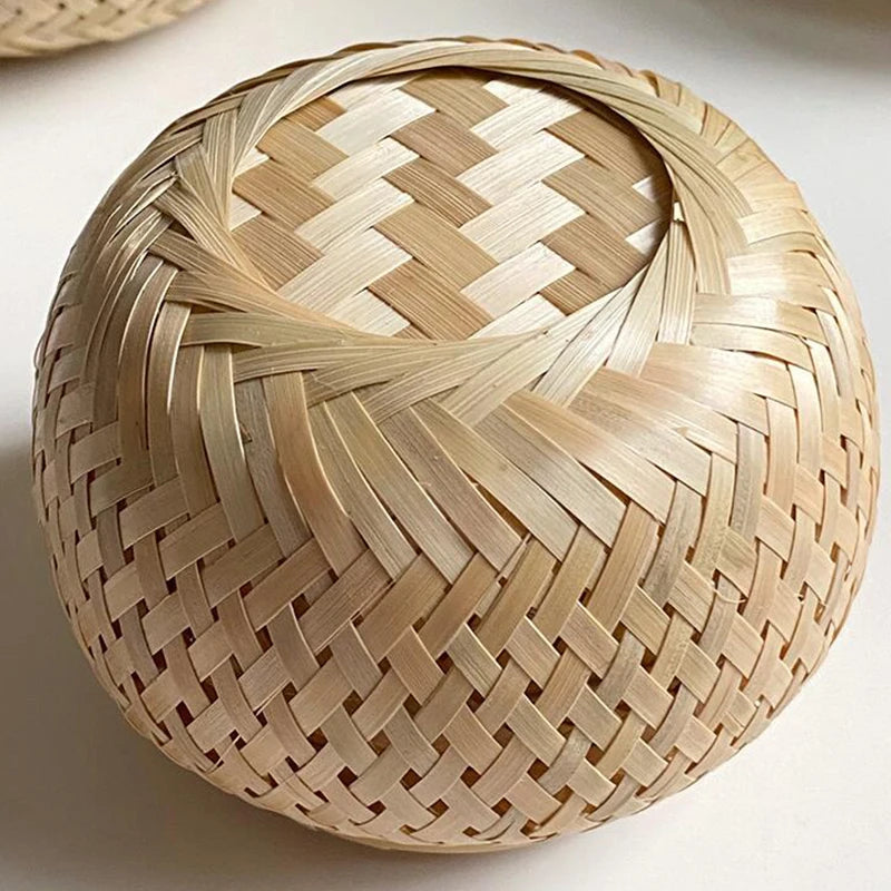 Handmade Bamboo Storage Basket with Cover.