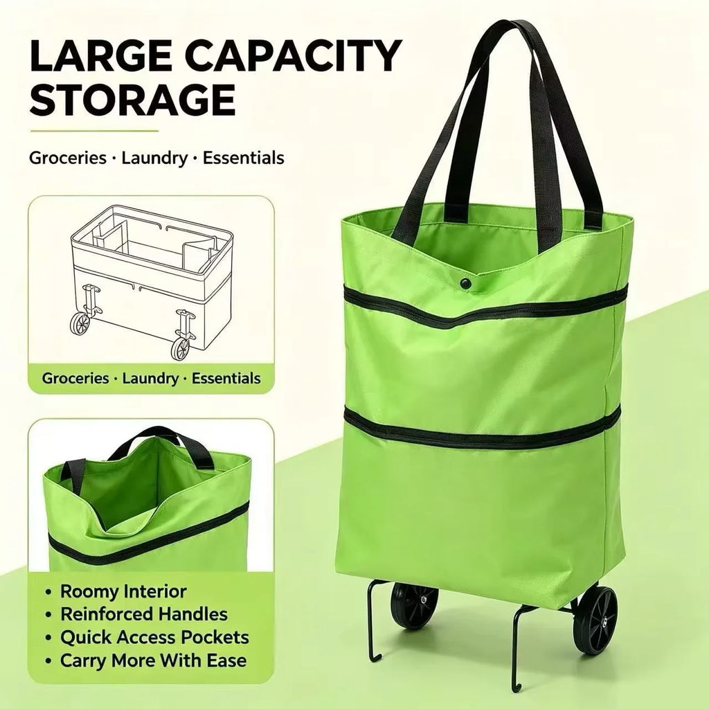 Lightweight Portable Shopping Cart with Wheels.