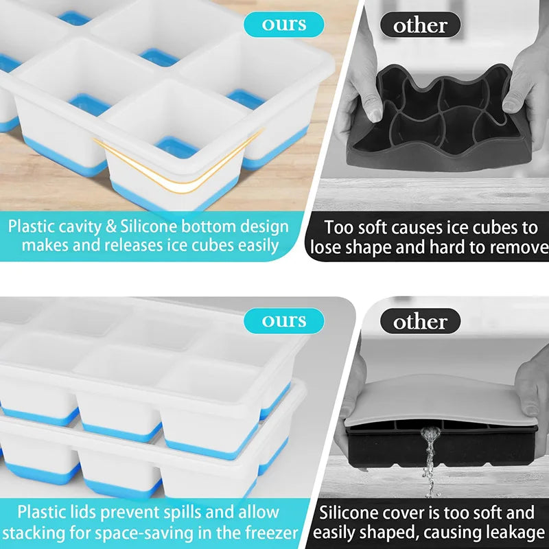 Large Silicone Ice Cube Tray with Lid