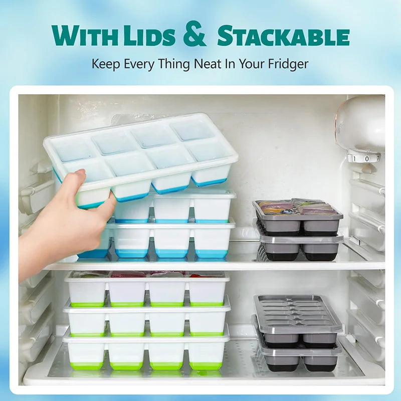 Large Silicone Ice Cube Tray with Lid