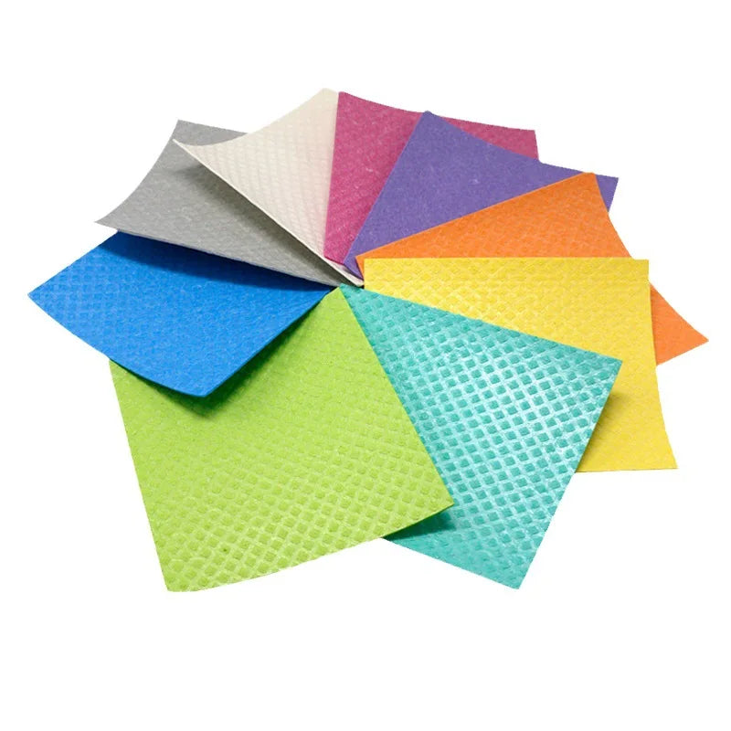 10Pcs Reusable Dishcloths Eco-Friendly Wood Pulp Sponge.