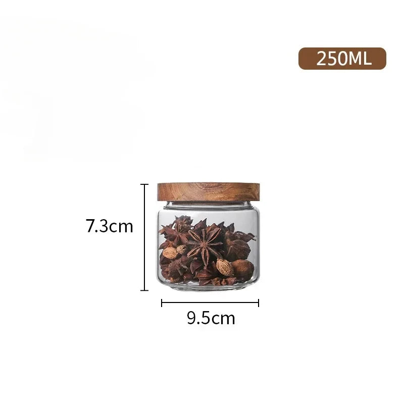 Glass Airtight Storage Canisters with Wood Lids