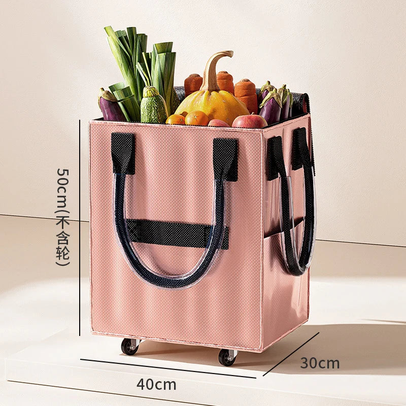 Reusable Grocery Shopping Foldable Bag With Wheels.