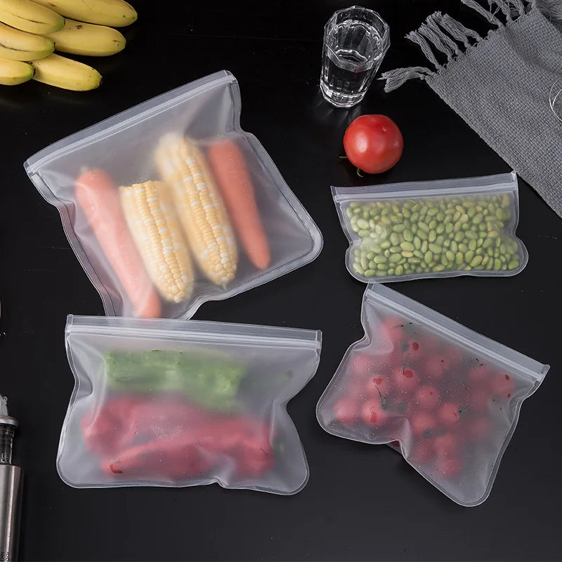 Silicone Reusable Up Zip Food Storage Bag.
