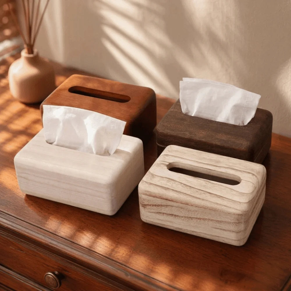 Eco-Friendly Handmade Solid Wood Tissue Box.