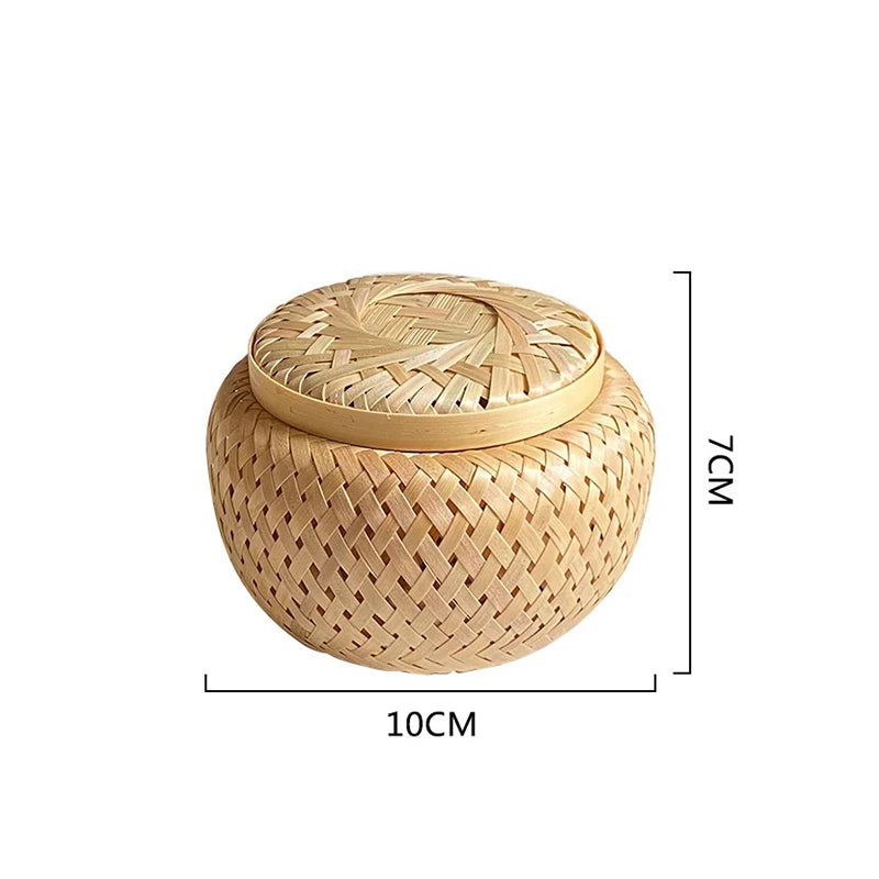 Handmade Bamboo Storage Basket with Cover.