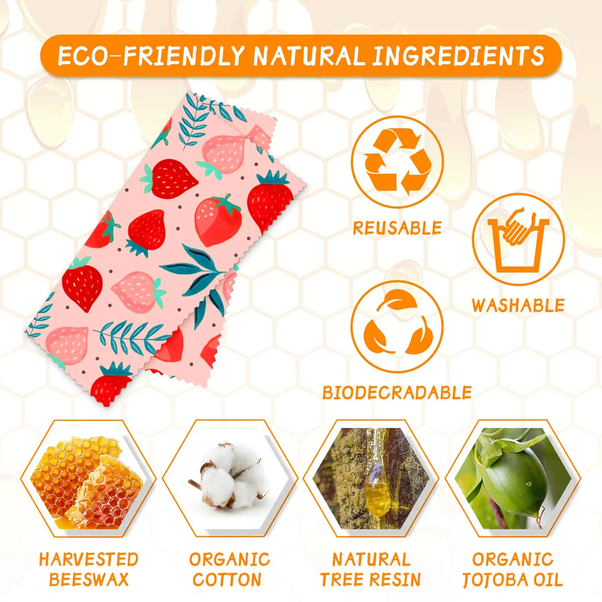 Reusable Beeswax Eco-Friendly Plastic free Food Wraps.