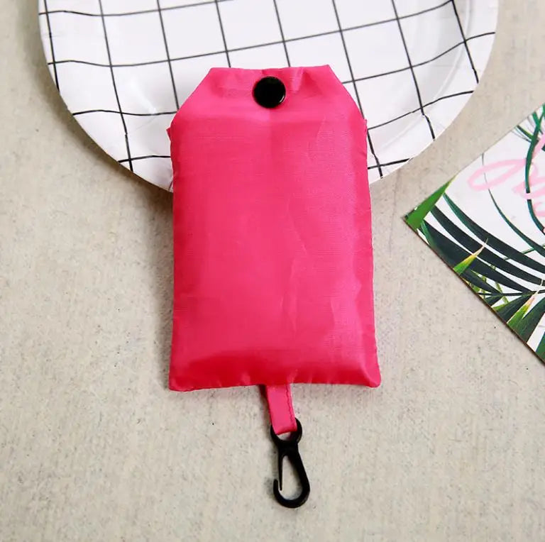 Solid Color Eco-friendly Folding Reusable Shoulder Shopping Bag.