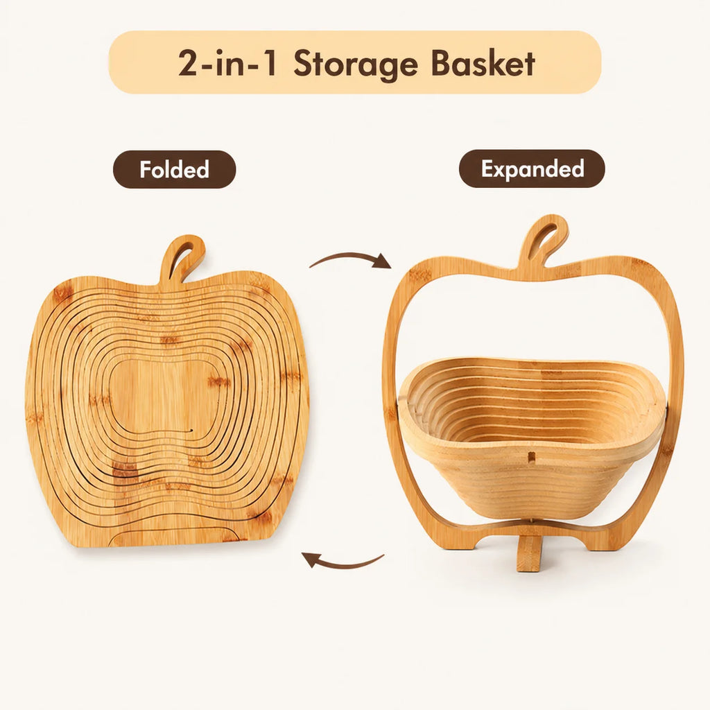 Bamboo Foldable and Heat-Resistant Fruit Basket.