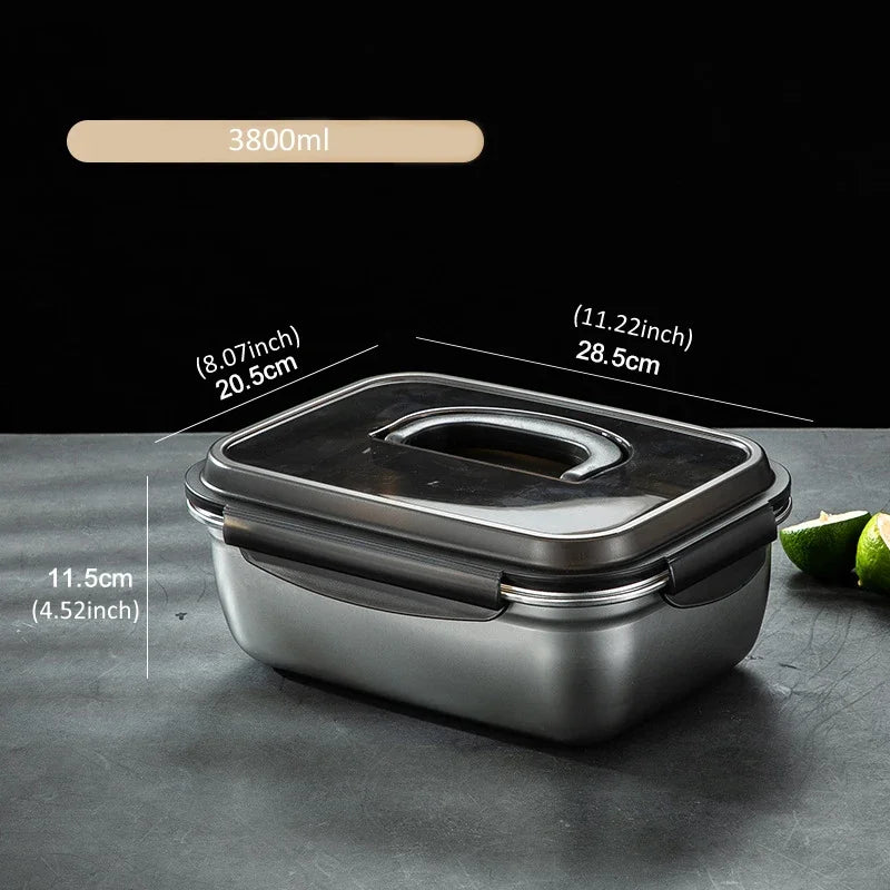 Large Capacity Stainless Steel Food Sealed Storage Container with Lid.