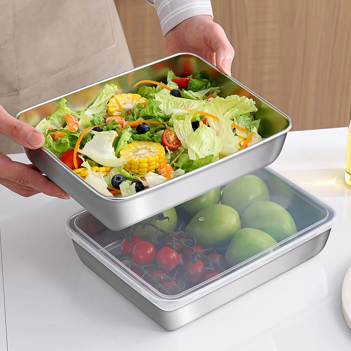 3-Piece Stainless Steel Food Storage Set.