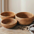 Natural Straw Round Storage Baskets.