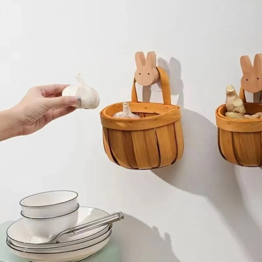 Hanging Handwoven Space Saving Kitchen Organizer Basket.