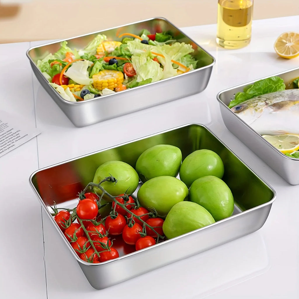 3-Piece Stainless Steel Food Storage Set.
