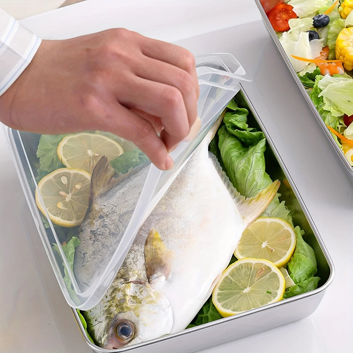 3-Piece Stainless Steel Food Storage Set.