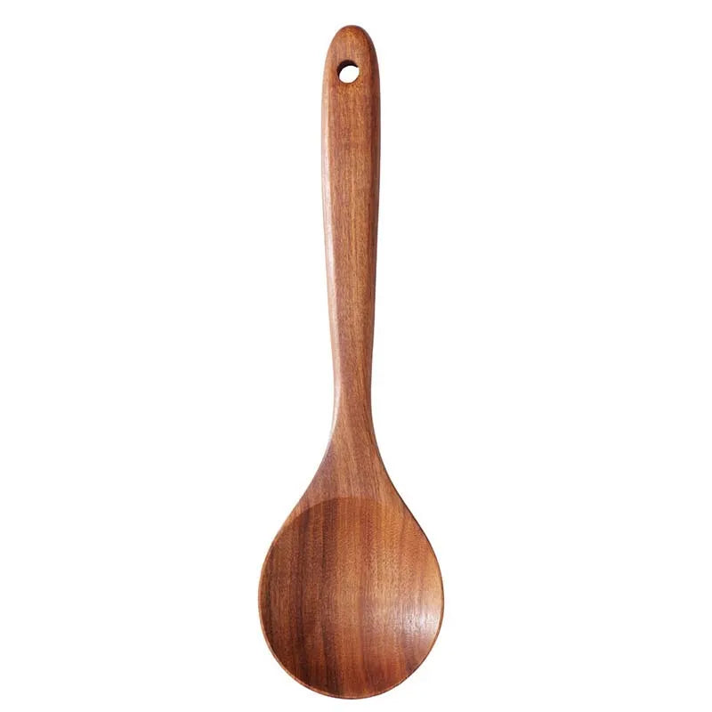 5pcs Wooden Utensil Set with Hanging Holes,