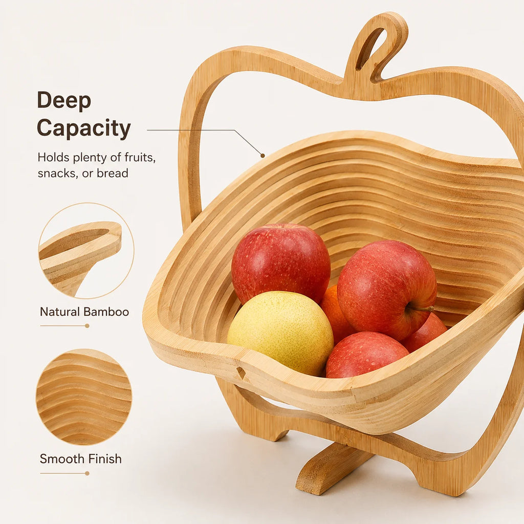 Bamboo Foldable and Heat-Resistant Fruit Basket.