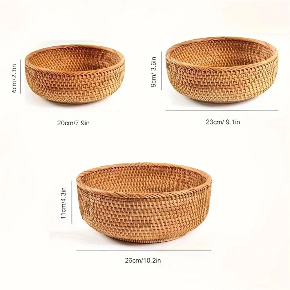 Natural Straw Round Storage Baskets.