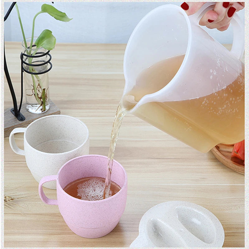 Reusable Eco Friendly Plastic Biodegradable Wheat Straw Cup Set.