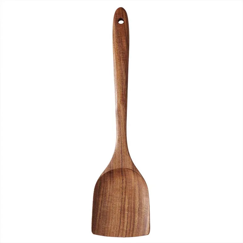 5pcs Wooden Utensil Set with Hanging Holes,