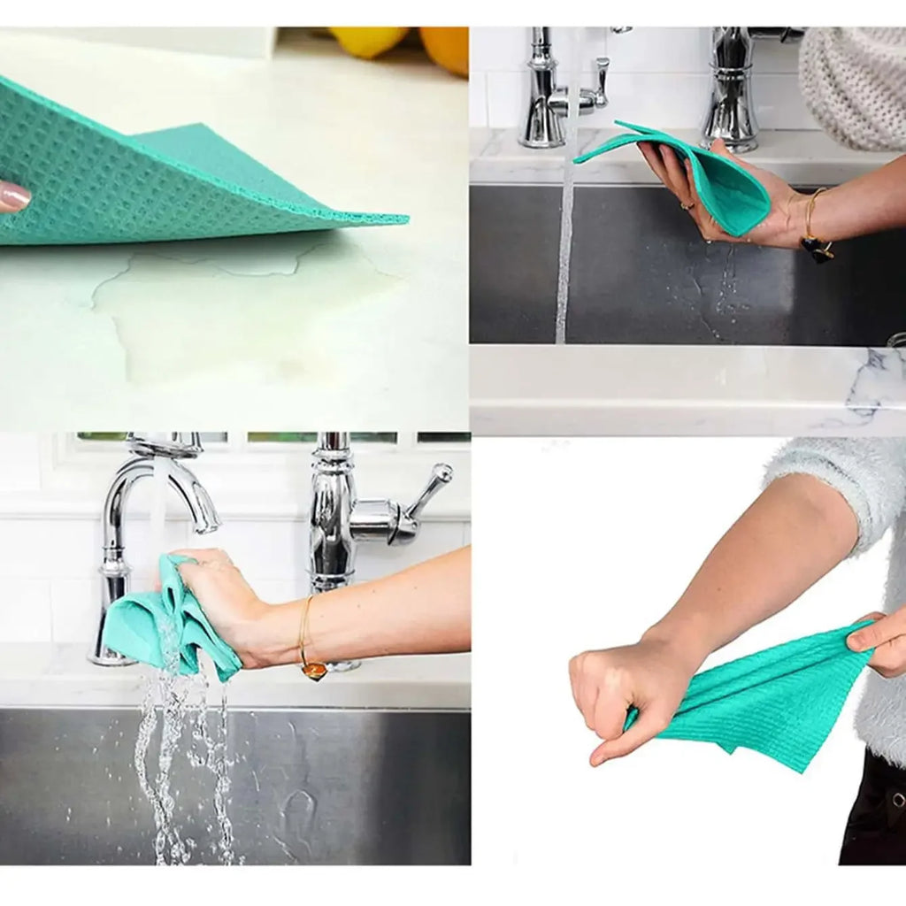 Wood Pulp Cotton Dishwashing Cloths, 3-Pack