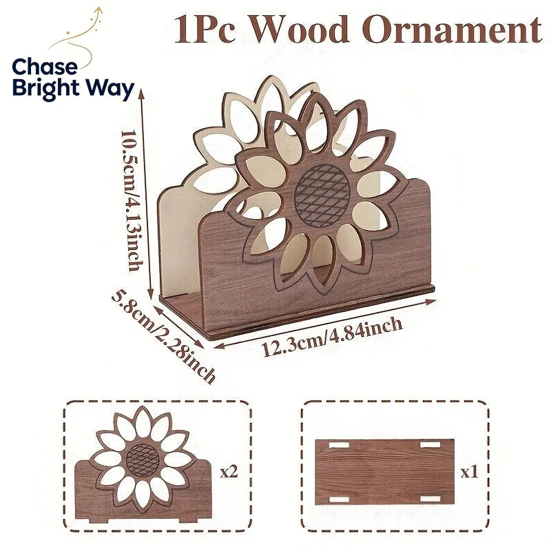 Eco-conscious Sunflower Wooden Tissue Dispenser.