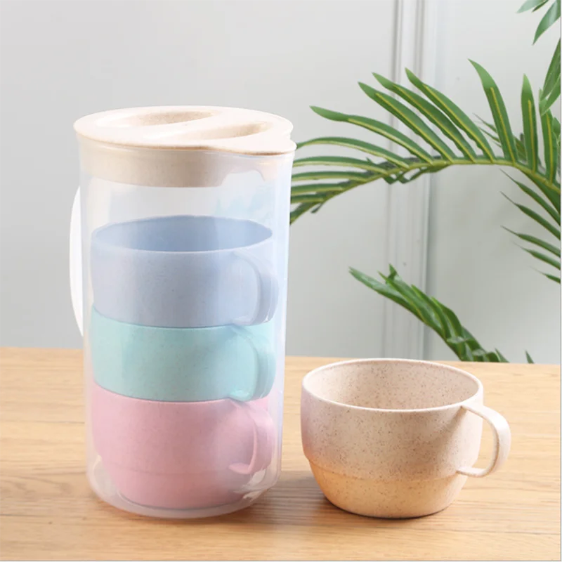 Reusable Eco Friendly Plastic Biodegradable Wheat Straw Cup Set.