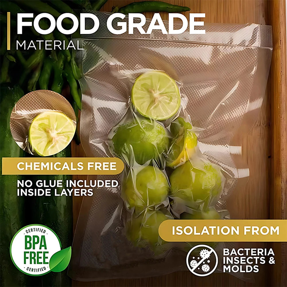 50PCS BPA-Free Vacuum Sealed Food Bags.