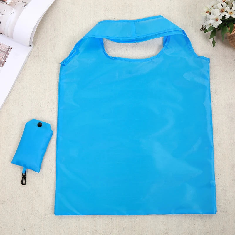 Solid Color Eco-friendly Folding Reusable Shoulder Shopping Bag.