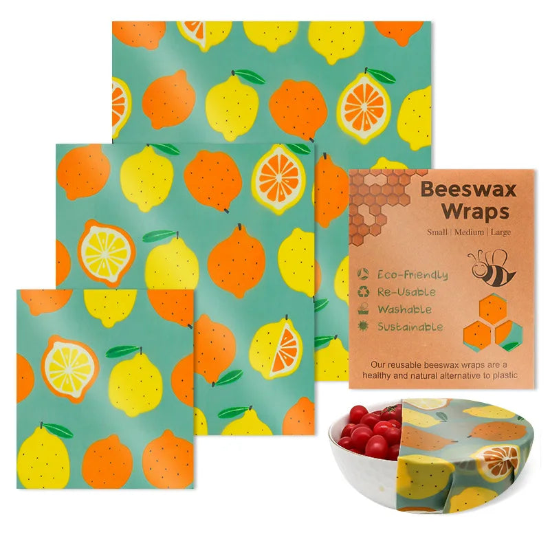 Reusable Beeswax Eco-Friendly Plastic free Food Wraps.