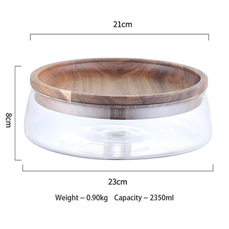 Creative Glass Food Storage Containers with Wooden Lid.