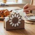 Eco-conscious Sunflower Wooden Tissue Dispenser.