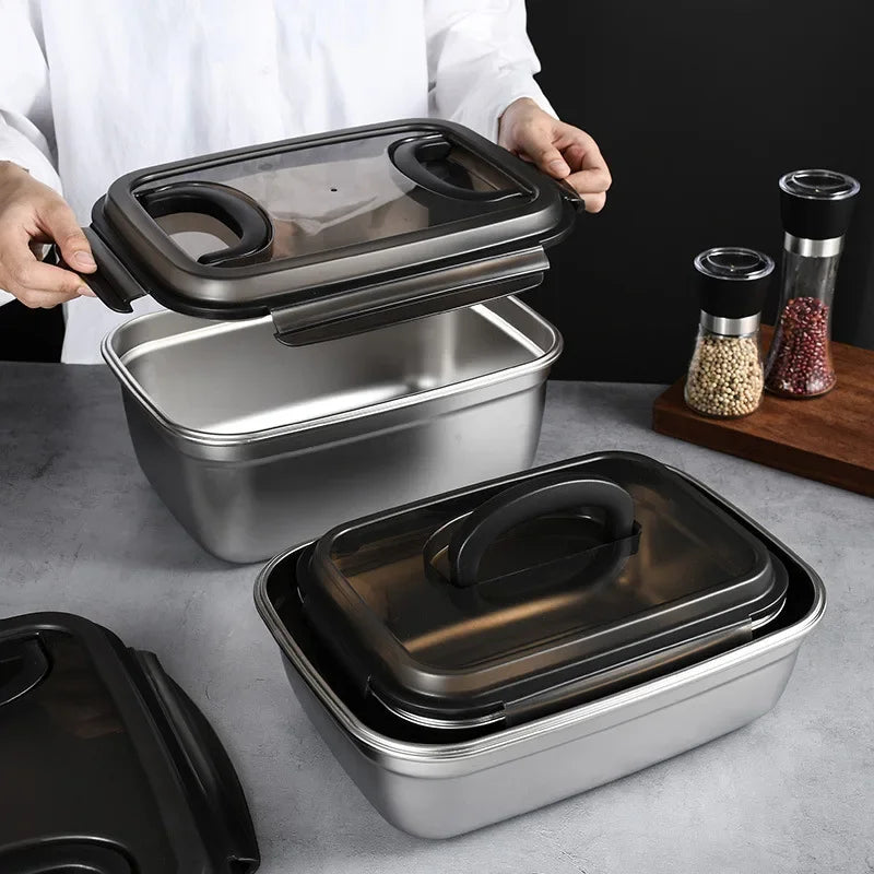 Large Capacity Stainless Steel Food Sealed Storage Container with Lid.