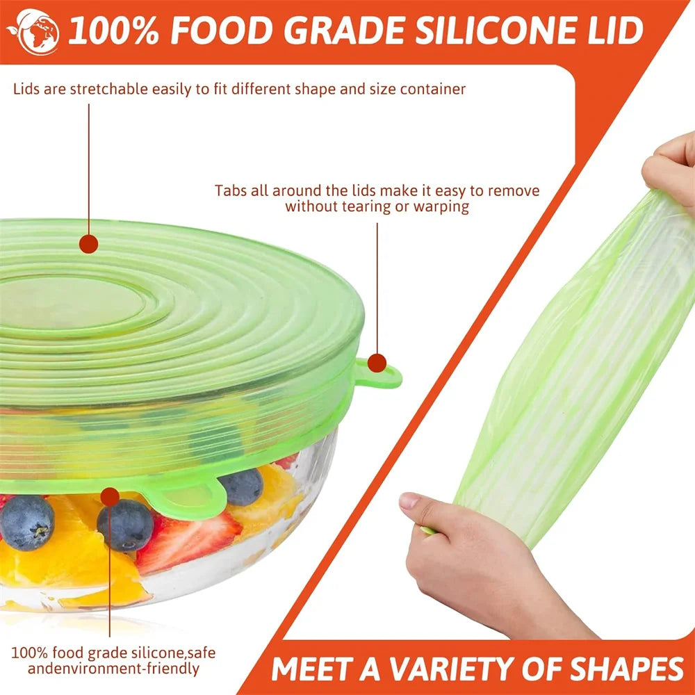 Reusable Silicone Stretch Lids Set